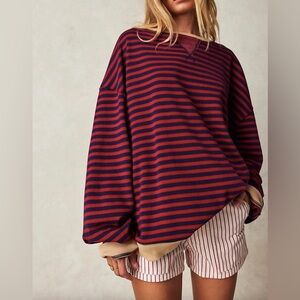 Free People Stripe Sweatshirt
